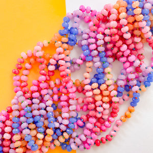 8mm Rainbow Faceted Rondelle Knotted Strand - Sunrise Tone