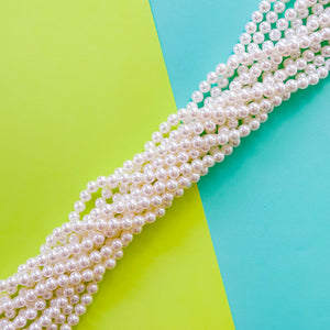8mm Smooth White Glass Pearl Strand
