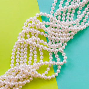 8mm Smooth White Glass Pearl Strand