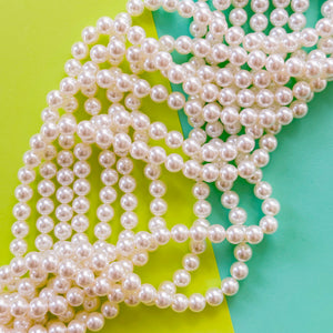 8mm Smooth White Glass Pearl Strand