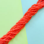 4mm Neon Coral Translucent Faceted Crystal Rondelle Strand