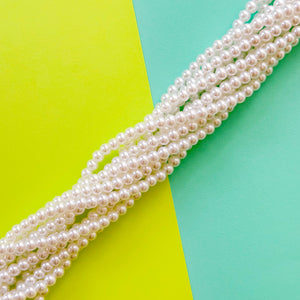 6mm Smooth White Glass Pearl Strand
