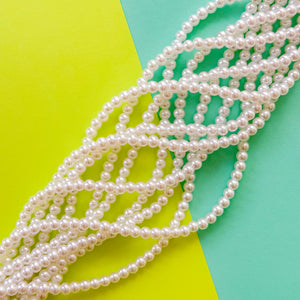 6mm Smooth White Glass Pearl Strand