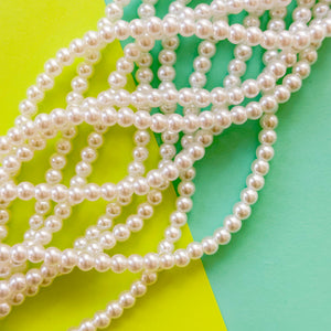 6mm Smooth White Glass Pearl Strand