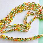 5mm Neon Pastel Enamel Cable Link Gold Chain