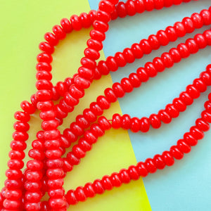10mm Candy Apple Red Smooth Dyed Jade Rondelle Strand
