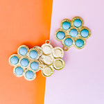 57mm Turquoise Cabachon Gold Flower Pendant