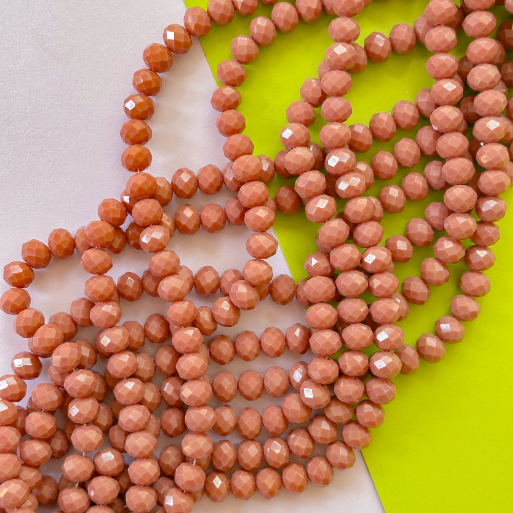 10mm Opaque Terracotta Crystal Rondelle Strand