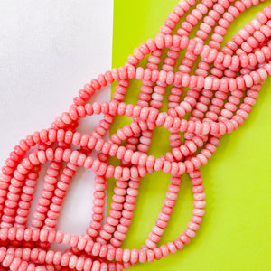 8mm Rosy Coral Smooth Dyed Jade Rondelle Strand
