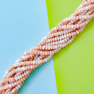 8mm Soft Peach Smooth Dyed Jade Rondelle Strand