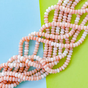8mm Soft Peach Smooth Dyed Jade Rondelle Strand