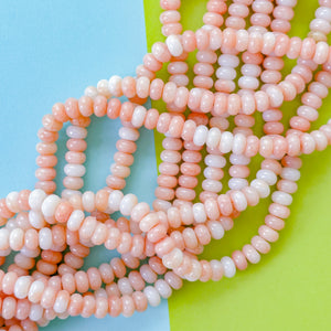 8mm Soft Peach Smooth Dyed Jade Rondelle Strand