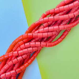 7mm Bright Red Glass Cylinder Strand
