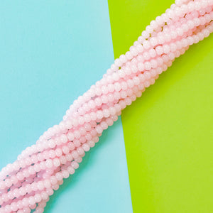 6mm Light Pink Glass Rondelle Strand