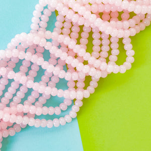 6mm Light Pink Glass Rondelle Strand