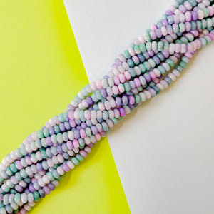 8mm Lavender Mint Smooth Dyed Jade Rondelle Strand