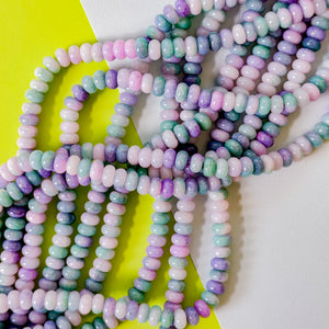 8mm Lavender Mint Smooth Dyed Jade Rondelle Strand