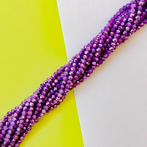 4mm Mirrored Purple Disco Crystal Rondelle Strand
