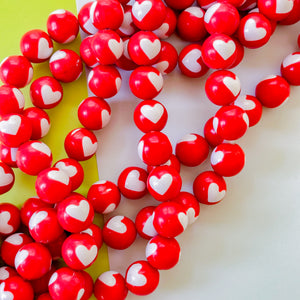 15mm Red Resin Love Bead Strand