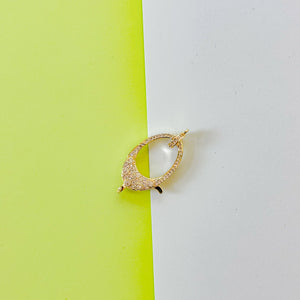 30mm Fancy Gold Plated Pave Lobster Claw Clasp with Ring