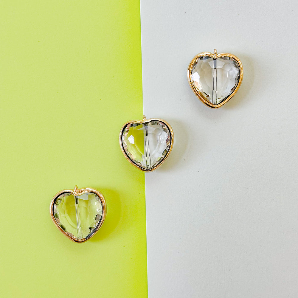 26mm Crystal Heart Gold Bezel Charm