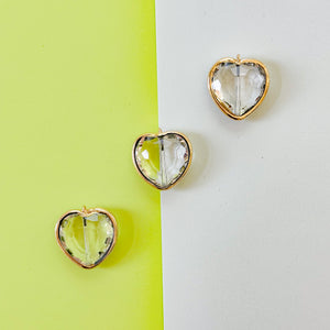 26mm Crystal Heart Gold Bezel Charm