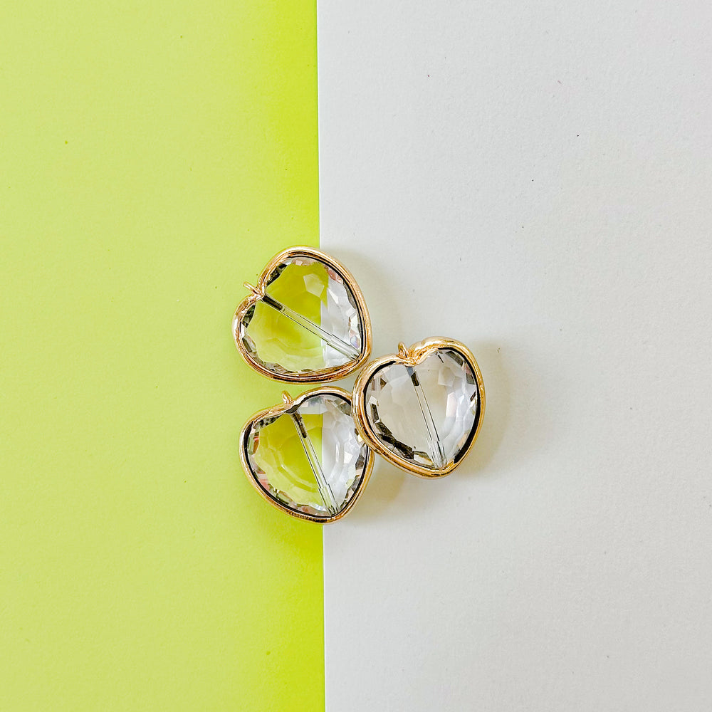 26mm Crystal Heart Gold Bezel Charm