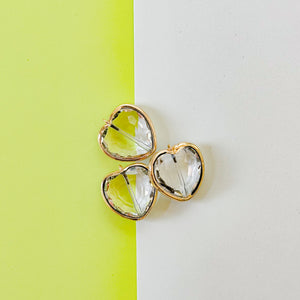 26mm Crystal Heart Gold Bezel Charm