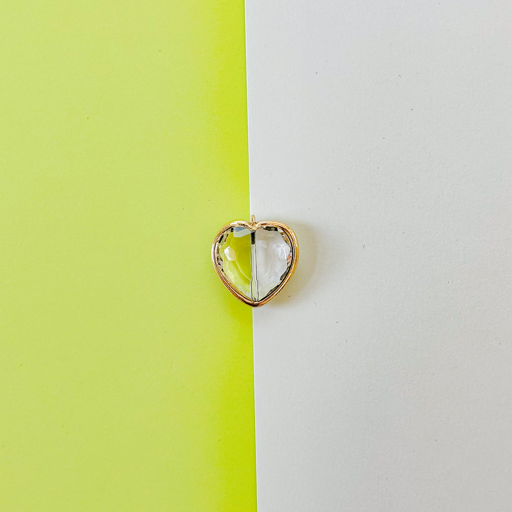 26mm Crystal Heart Gold Bezel Charm