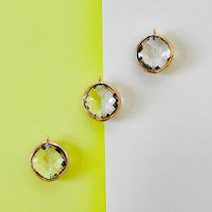 25mm Crystal Coin Gold Bezel Charm
