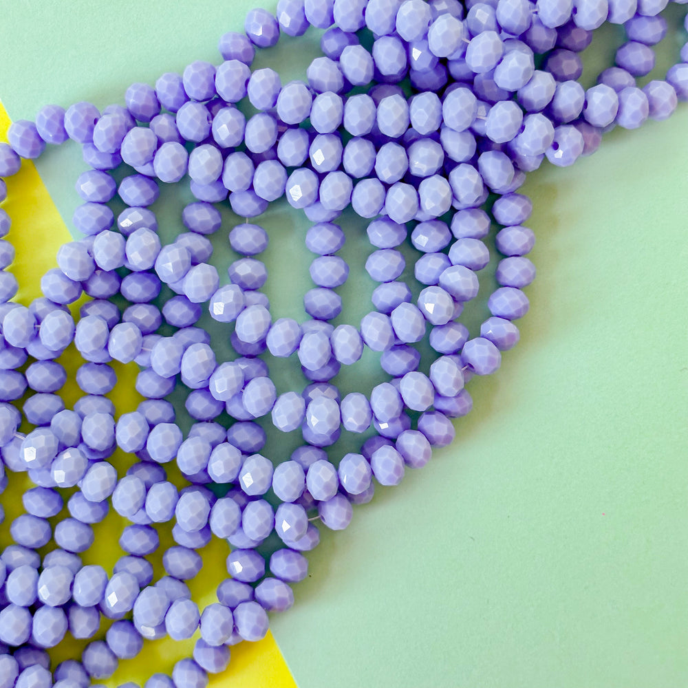 8mm Periwinkle Faceted Crystal Rondelle Strand