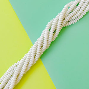 8mm Bright White Glass Disc Saucer Strand