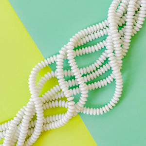 8mm Bright White Glass Disc Saucer Strand