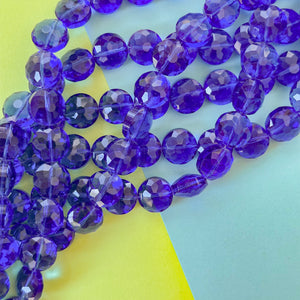 14mm Cobalt Fancy Coin Faceted Crystal Strand
