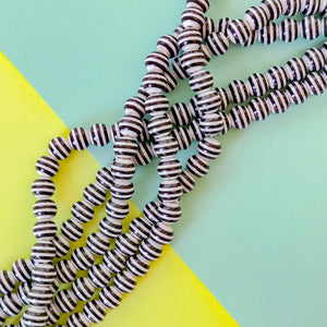 12mm Black and White Stripe Resin Round Strand