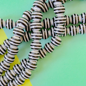 12mm Black and White Stripe Resin Round Strand