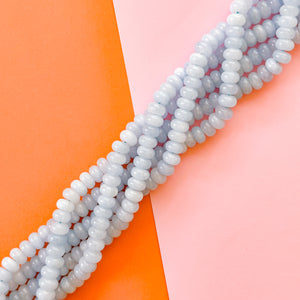 10mm Icy Blue Smooth Dyed Jade Rondelle Strand