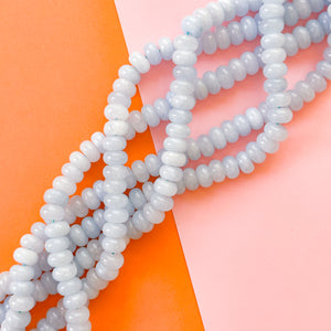 10mm Icy Blue Smooth Dyed Jade Rondelle Strand