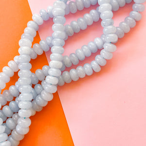 10mm Icy Blue Smooth Dyed Jade Rondelle Strand