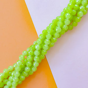 10mm Chartreuse Green Coated Faceted Crystal Round Strand