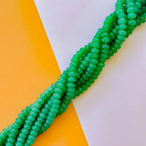 10mm Leafy Green Smooth Dyed Jade Rondelle Strand