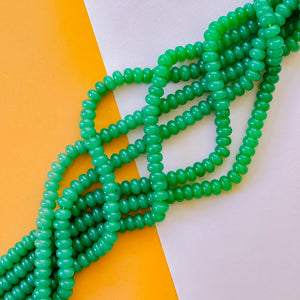 10mm Leafy Green Smooth Dyed Jade Rondelle Strand