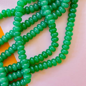 10mm Leafy Green Smooth Dyed Jade Rondelle Strand