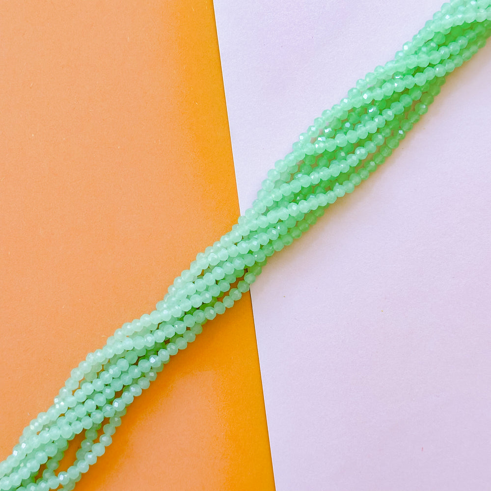 4mm Green Tea Faceted Crystal Rondelle Strand