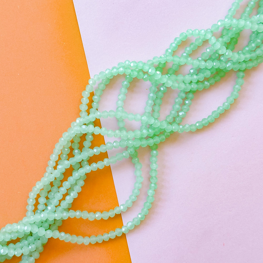 4mm Green Tea Faceted Crystal Rondelle Strand