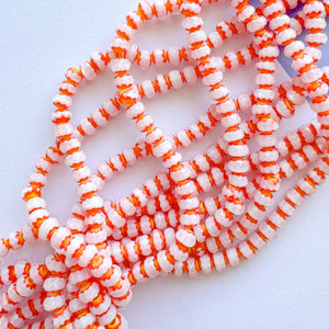 6mm Red and White Chevron Cut Crystal Strand