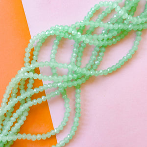 4mm Green Tea Faceted Crystal Rondelle Strand