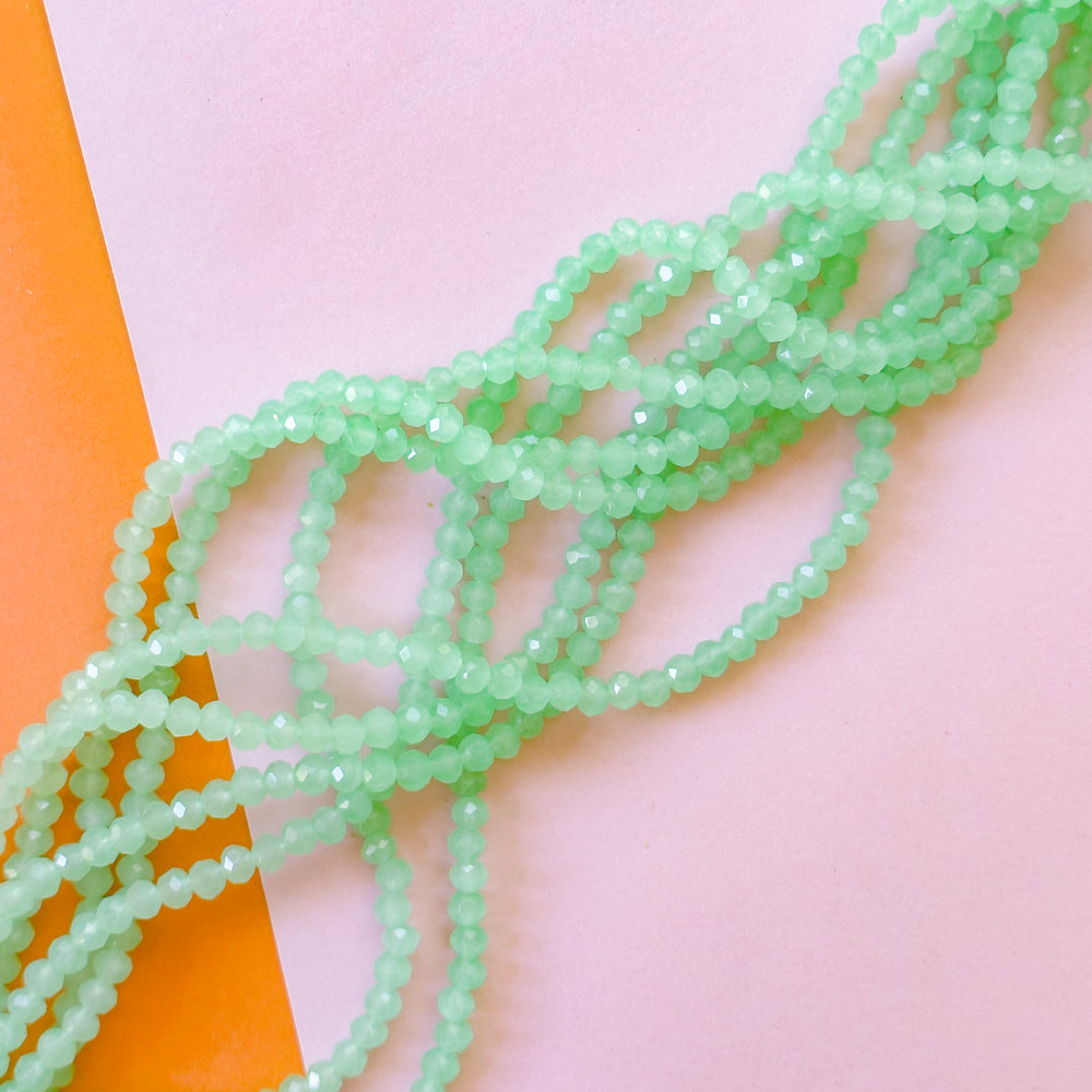 4mm Green Tea Faceted Crystal Rondelle Strand