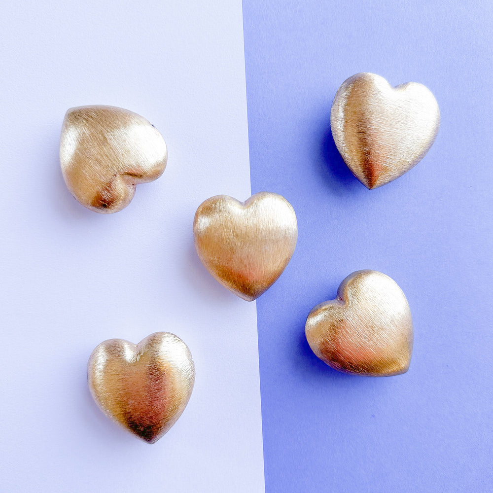38mm Brushed Gold Puffed Heart Focal Bead