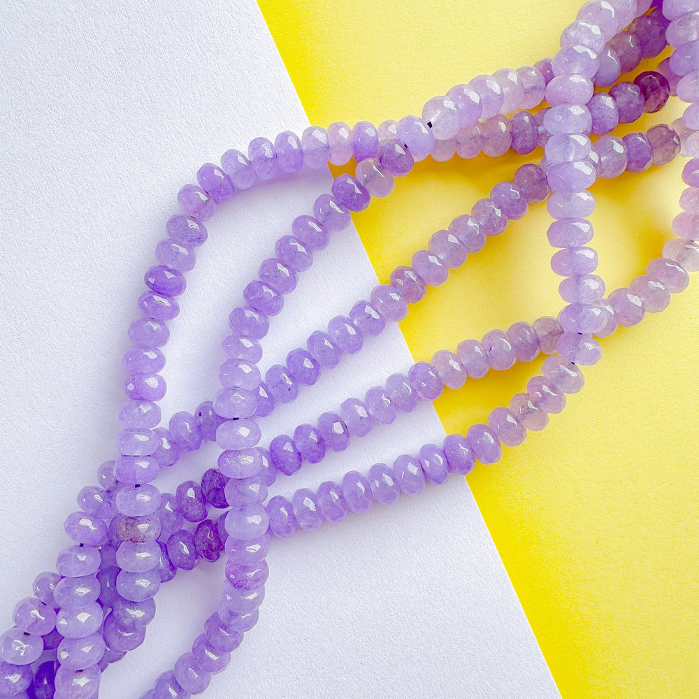8mm Purple Faceted Dyed Jade Rondelle Strand